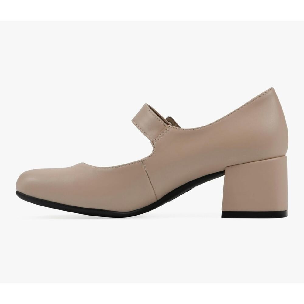 WHITE MOUNTAIN Women's Lasso Mary Jane Block Heel, Natural/Smooth, Size 7.5 - Picture 4 of 7